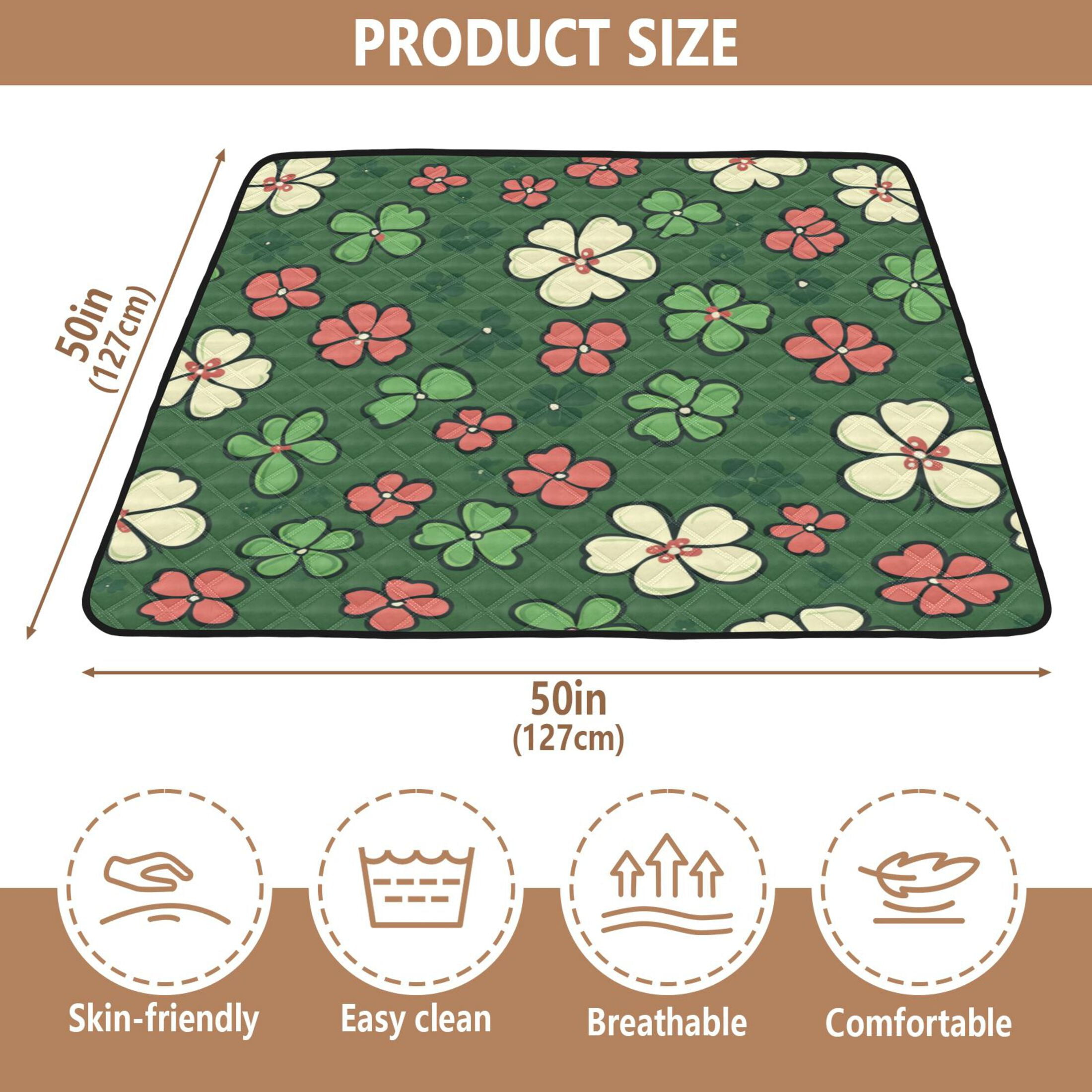 WOBOGO Colorful Clovers Baby Playmats Extra Large Waterproof Rollable Activity Pads for Toddlers 50×50inch