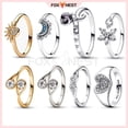 thumbnail image 2 of Anillo De Regalo De La Pequeña Sirena Ursula Azul Luna Y Sol Naciente + Bolsa De Franela, 2 of 4