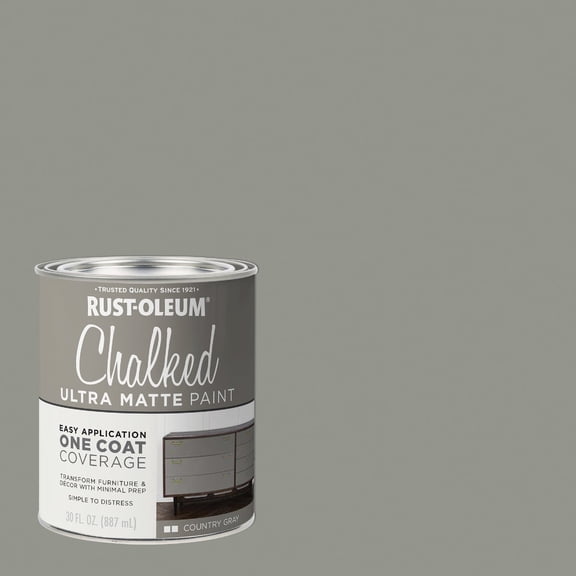 Rust-Oleum Country Gray Chalked All-in-One Ultra Matte Paint | One Coat Coverage | No Primer, Sanding, Or Topcoat Needed | Easy Clean Up | Made in USA | 30 OZ | 2 Pack