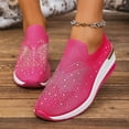 thumbnail image 2 of Womens Sparkly Butterfly Rhinestones Platform Wedge Walking Shoes Bling Fall Knit Slip on Socks Casual Tennis Work Loafer Sneakers, 2 of 7