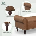 thumbnail image 5 of Apicizon 51” Bench with Storage, Upholstered Tufted Button Window Bench with Plenty Hidden Storage Space, Faux Leather Ottoman Bench for Bedroom, Living Room, Entryway, Vintage Brown, 5 of 16