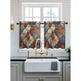 thumbnail image 2 of Brown Gray Plaid Tier Curtains 36 Inch Length,Sheer Curtains for Bedroom Living Room Window Country Abstract Gradient Chic Check Small Half Window Kitchen Curtains & Drapes 27.5"x36" 2 Panels, 2 of 6