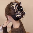thumbnail image 7 of leopard bowknot hair claw clip, 5.9 inch large retro hair jaw clips, elegant hair accessories, 1 piece, brown, 7 of 7