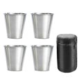 thumbnail image 1 of Stainless Steel Shot Cups, 4 Cups, Metal Shot Glasses, Stackable, Hip Flask Small With Leather Bag Xxf, 1 of 5