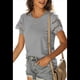 thumbnail image 1 of Camisetas de Corta con Encaje para Mujer, Blusas de Verano, Camisetas Informales Holgadas. Gris XL, 1 of 5
