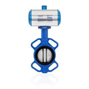 UNOX Pneumatic Actuated Butterfly Valve Wafer Type DN50 (2) Double Acting 230 PSI (16 Bar), Iron Disc with GGG-40.3 Sfero Casting Body - EPDM Seat for Water Air