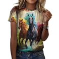thumbnail image 3 of Cool Horse T-Shirt O Neck Oversize T-Shirts Short Sleeve Classic Tees Women Summer Graphic Tops, 3 of 5