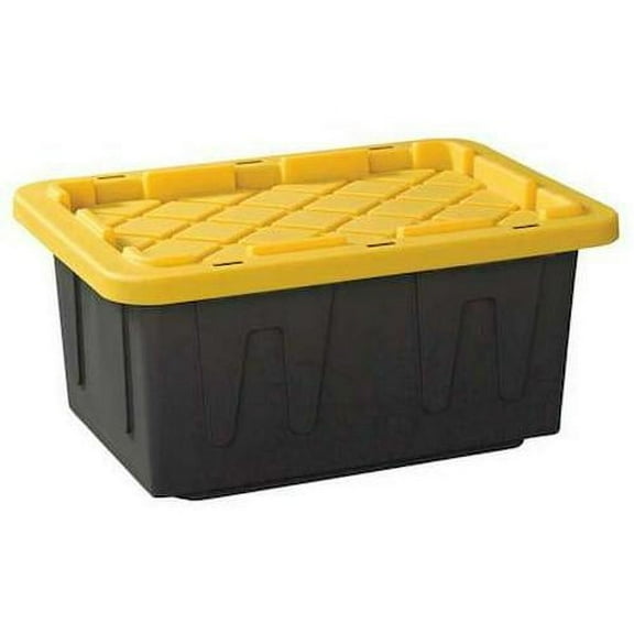 Durabilt Storage Tote, Black/Yellow, Polypropylene, 26 in L, 17 3/4 in W, 12 1/4 in H