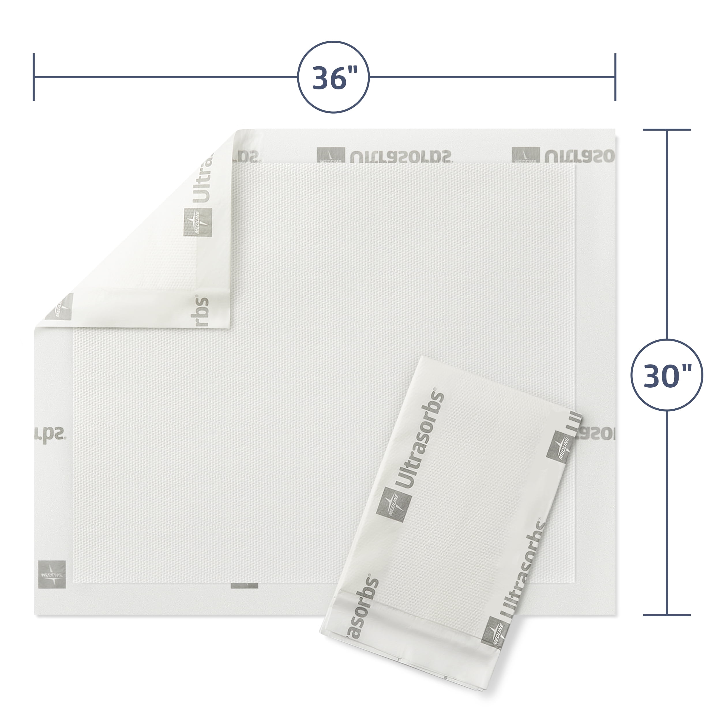Medline Ultrasorbs Advanced Trockenpads - Super Saugfähige Betteinlagen 30x36cm, 25 Stück - Wasserdicht