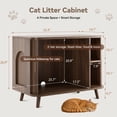 thumbnail image 4 of Easoger Cat Litter Cabinet Enclosure with Sliding Doors, Wooden Cat Furniture Cabinet with 2 Storage Shelves & Top Table, Kitty-Friendly Round Entry, Hide Messy,Walnut, 4 of 9