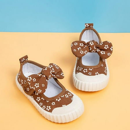 

Cathalem Boys Boots Size 5 Rubber Sole Toddler Child Floral Printed Canvas Outing Baby Bow Kids Shoes Shoes for Kids Brown Toddler
