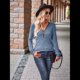 thumbnail image 5 of Suéter Holgado de Punto Acanalado con Cuello de Media Cremallera para Mujer, Blusas Casuales de Larga de Color Liso, Blusas Cómodas y Cálidas Azul L, 5 of 9