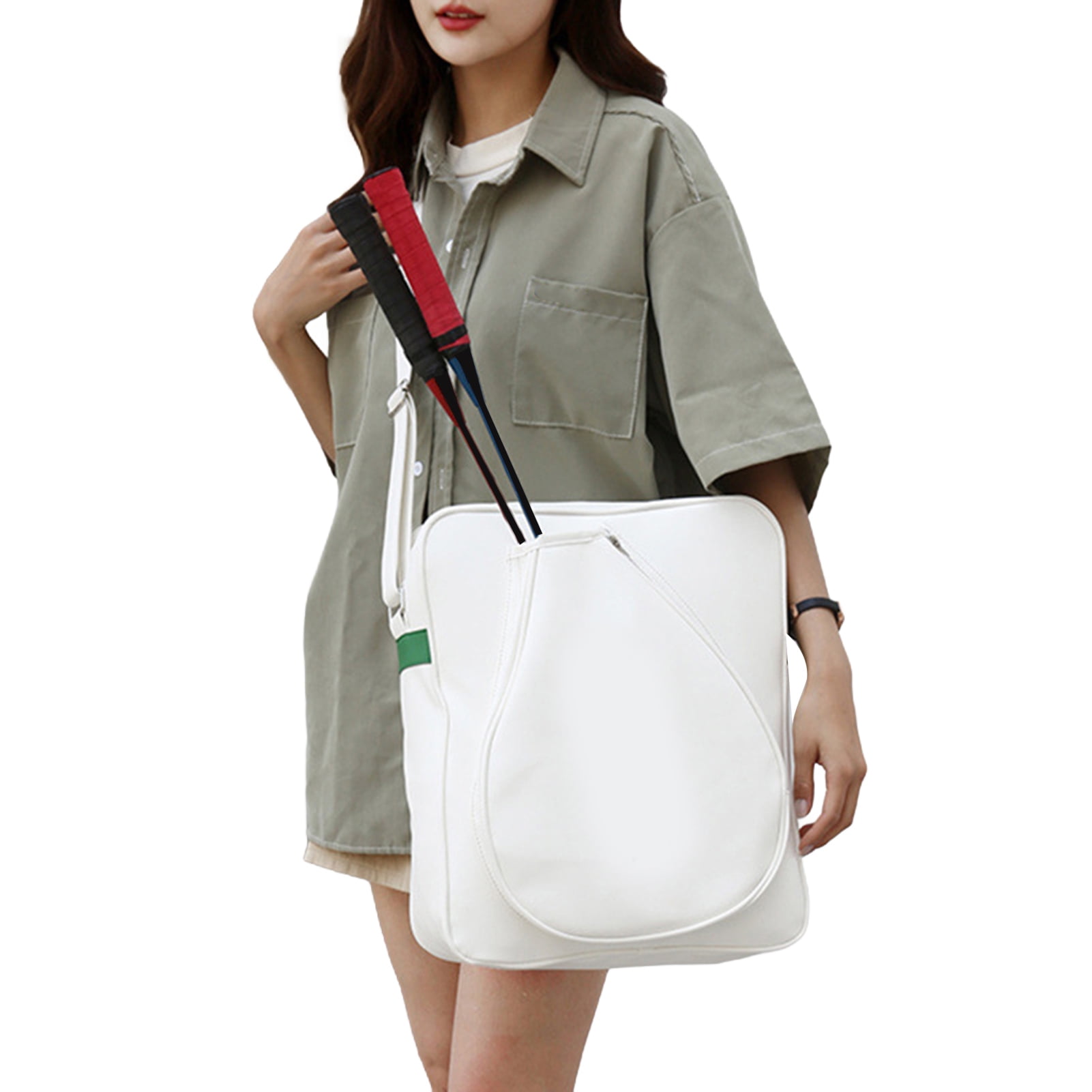 Lifetechs Tennis Bag Tennis Sling Crossbody Bag Large Capacity Faux Leather Racket Bag for Badminton Pickleball Racquets