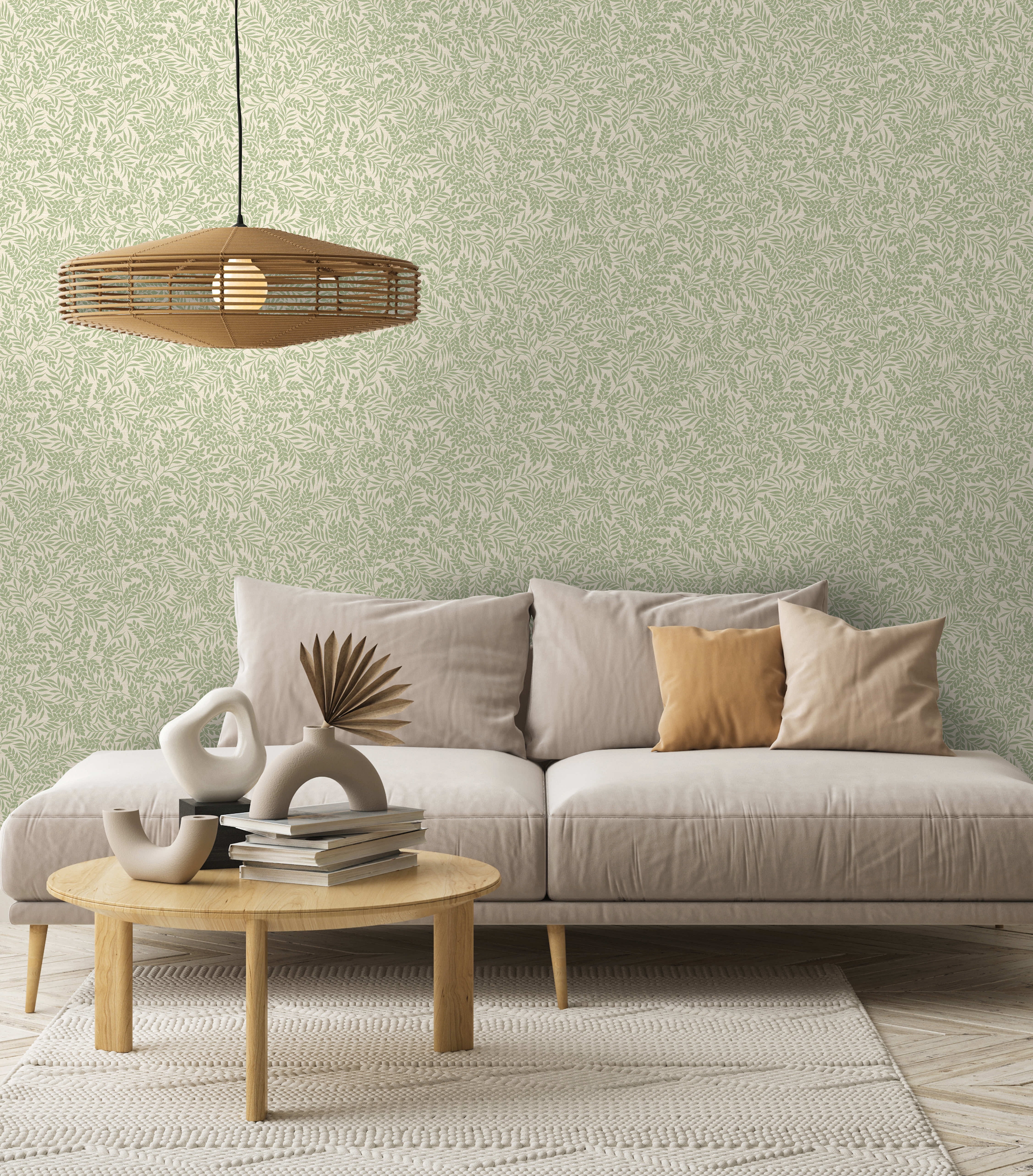 Holden Decor Mini Leaf Trail Sage Green Non-Pasted Wallpaper (Covers 56 sq. ft)