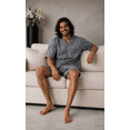 thumbnail image 3 of Up2date Fashion Men's Woven Short Sleeves Pajama Set with Shorts Lightweight Loungerwear, 3 of 6