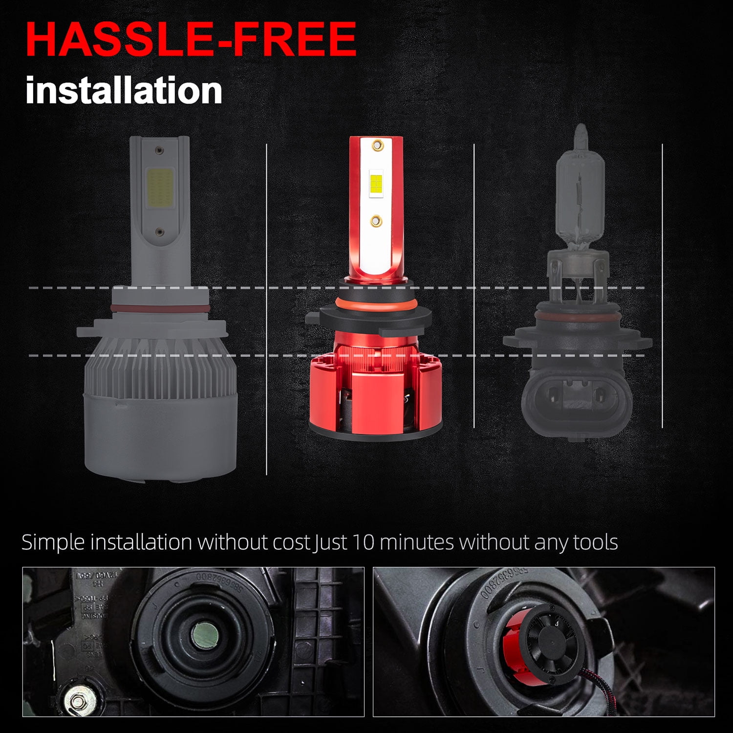 H11 9005 LED Headlight Bulbs for 2007-2019 GMC Sierra 3500 Low Beam/High Beam Lights