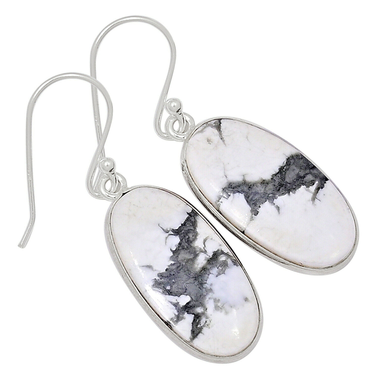 crystal,howlite/sterling silver earring hook "Tree of Life" earrings