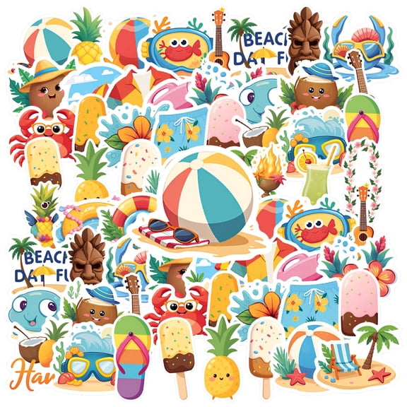 35pcs-50pcs Tropical Stickers Summer Kids Stickers  Fun Kids Stickers  for Luggage Laptop Notebook