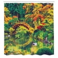 thumbnail image 3 of Ambesonne Japanese Shower Curtain, Garden with Old Bridge, 69"Wx70"L, Green Orange, 3 of 5