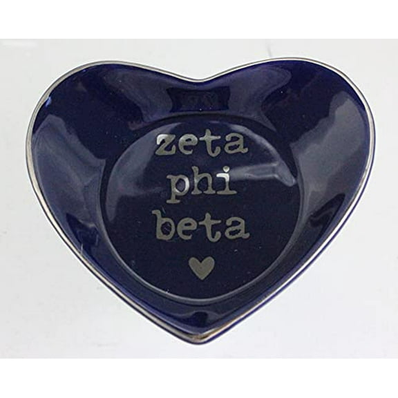 Zeta Phi Beta Jewelry Dish - Heart-Shaped High-gloss finish Ceramic tray with Gold Detailing, Multi-Function Ceramic Ring Dish for Home or Office, Ideal for Jewelry and Keys