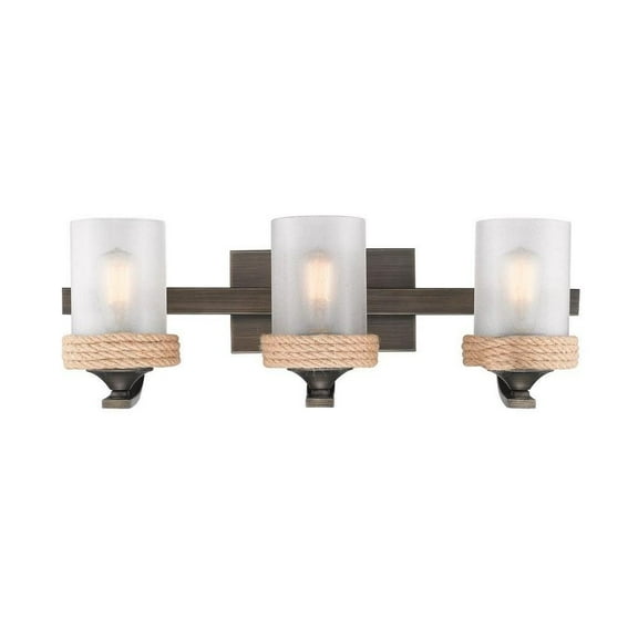 3-Light Bathroom Light Fixture with Woven Ropes Loop with Clear Sandblasted Glass 22.75 inches W X 7 inches H Bailey Street Home 170-Bel-2862329