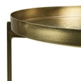 thumbnail image 3 of Eros Small Round Tray Top Collapsible Brass Accent Table with Etched Flower Design by East at Main 20"Dia x 22"H, 3 of 8