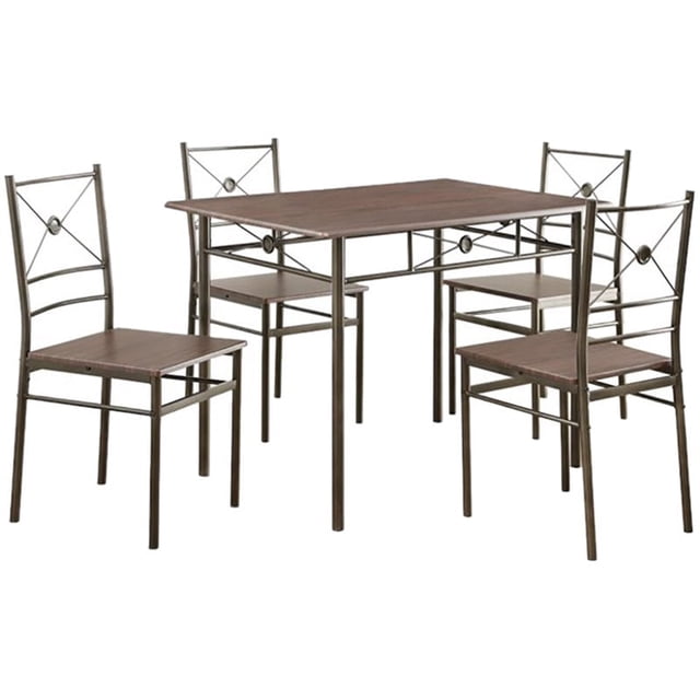 Coaster Anna 5-piece Rectangular Wood Top Dining Set Brown and Dark Bronze
