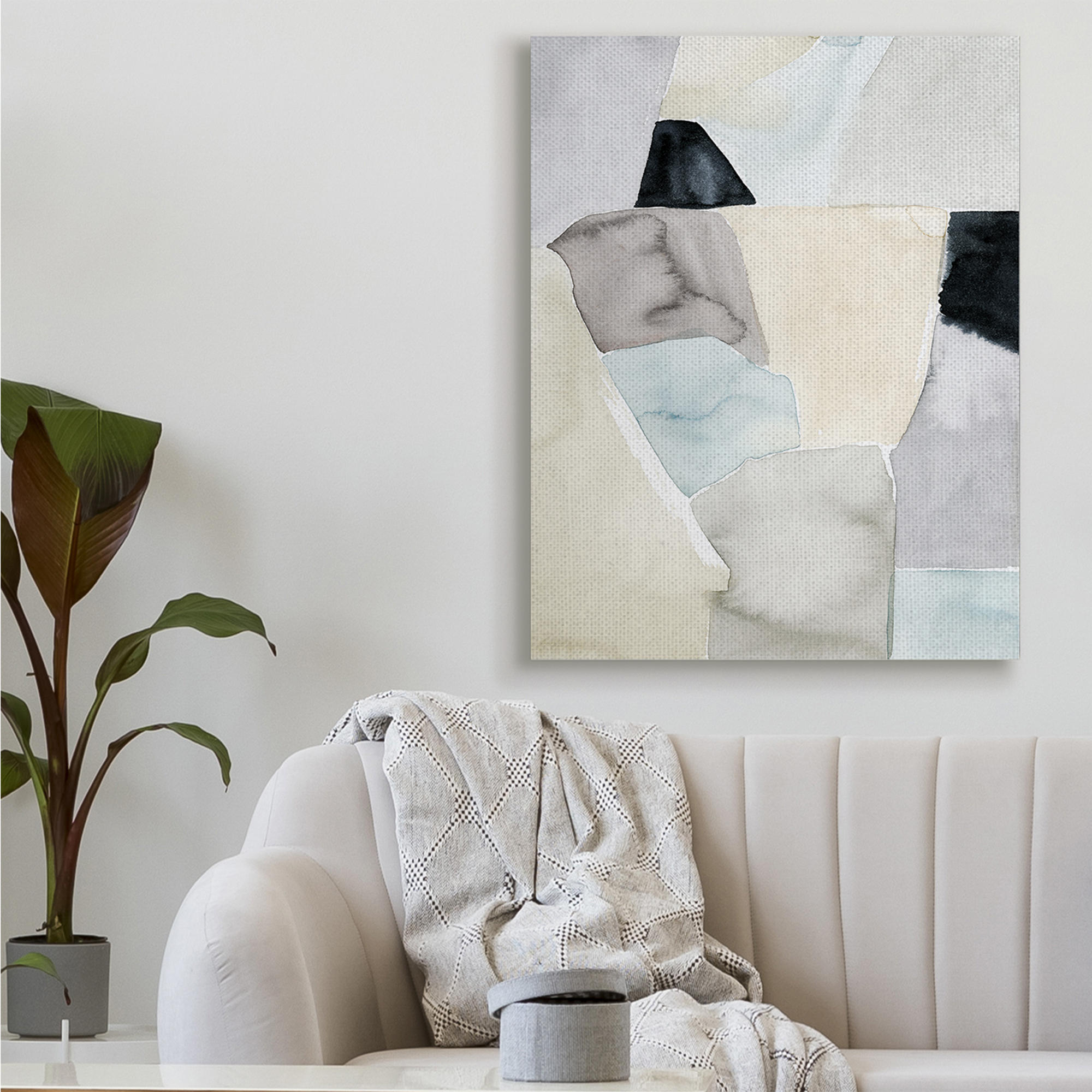 Stupell Industries Abstract Rock Shapes Beige Brown Blue,36 x 48,Designed by Grace Popp