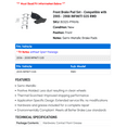 thumbnail image 2 of Front Brake Pad Set - Compatible with 2005 - 2008 INFINITI G35 RWD 2006 2007, 2 of 2