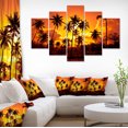 thumbnail image 1 of Coconut Palms Against Yellow Sky - Landscape Photography Canvas Print, 1 of 3