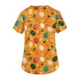 thumbnail image 5 of LTTVQM Easter Scrub Tops for Women Rabbits Eggs Print Happy Short Sleeve Tops Comfortable V-Neck Vacation Shirts with Pockets Orange 2XL, 5 of 5