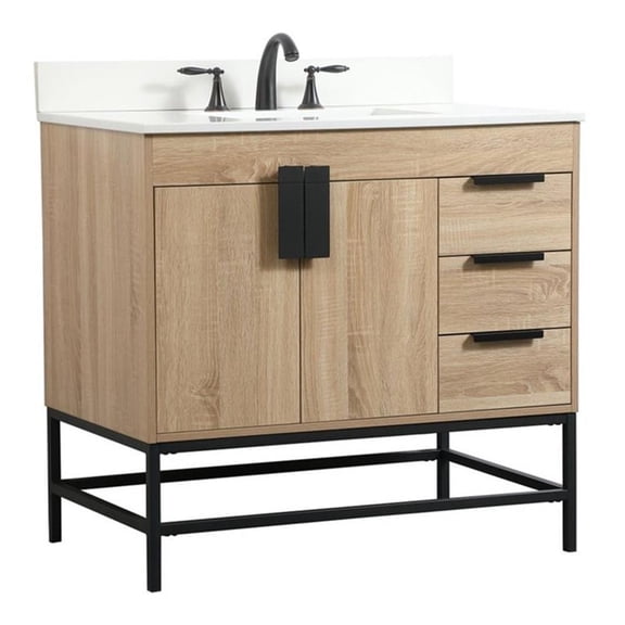 Elegant Decor Eugene 36" Single Bathroom Vanity with Backsplash in Mango Wood