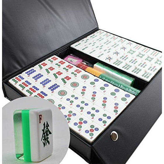 Chinese Numbered Large Acrylic Tiles Mahjong Set 144 Green 1 3 Departments