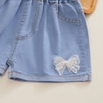 thumbnail image 4 of YunPes Kids Girls Denim Shorts Tulle Bow Elastic Waist Jean Shorts Casual Stretch Baggy Denim Hot Pants Cute Trendy Preppy Clothes, 4 of 8