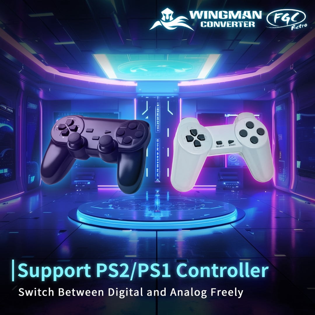 Brook Gaming Wingman FGC Retro: PS1 & PS2 Controllers for PS5 / PS4 / PC with Turbo, Version Year 2026
