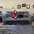 thumbnail image 5 of Heavy Duty Clear Plastic Sofa Cover - Waterproof Vinyl Couch Protector - Dust Pet Hair Claw Proof Furniture Protector - 3Seat Slipcover for Moving Storage, 5 of 8