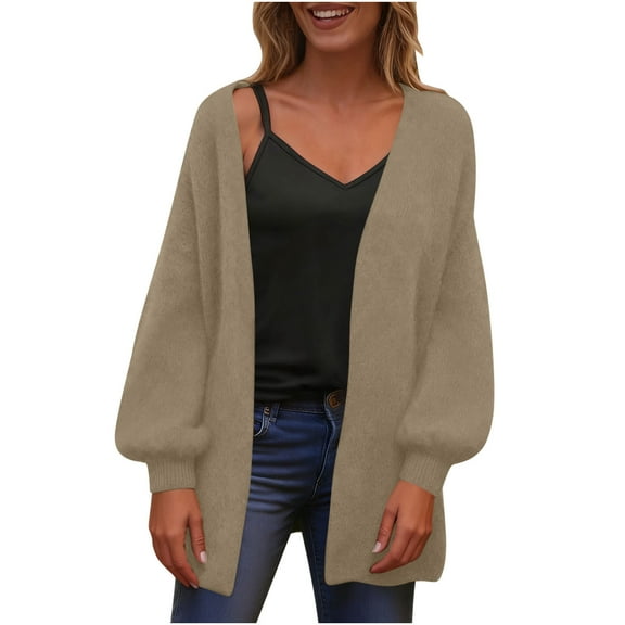 ZUKMRJPC Women's Casual Cardigan Sweater Oversized Long Sleeve Solid Color Open Front Sweater Fall Loose Warm Comfy Outwear