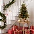 thumbnail image 3 of 3ft Artificial Small Christmas Tree with 70 Warm White Lights, Mini Tabletop Christmas Tree, Battery Operated 100 PE & PVC Mixed Thick Branches Pinecones Red Berries Burlap Base Xmas Desk, Home Decor, 3 of 10