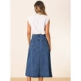 thumbnail image 3 of DARING DIVA Women's High Waisted Flap Pocket A-Line Vintage Denim Maxi Skirt S Mid-Blue, 3 of 6