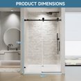 thumbnail image 3 of 60" wide x 76" high frameless single sliding soft-close matte black shower door with 5/16" (8mm) clear nano-coated tempered glass, sturdy and stable, stainless steel handle, convenient design, 3 of 9