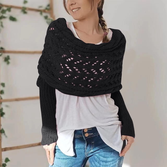 Soki Châle Torsadé Tricoté avec Manches, Foulard Multifonction
