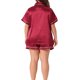 thumbnail image 3 of Conjuntos de pijamas para el Día de la Madre Agnes Orinda Plus Size para mujeres, suave satén, loungewear de botones, conjunto de 2 piezas con pantalones cortos 2X burdeos, 3 of 6