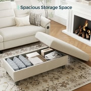 LINSY HOME Ottoman Coffee Table, Upholstered Storage Bench for Living Room, Bedroom or Entryway, Beige