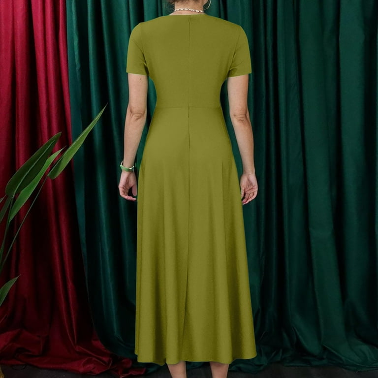 slim fit dress slacks Dark Army Green Prom Dresses Puff Sleeve Vintage Formal Gown BJ009 –  Viniodress