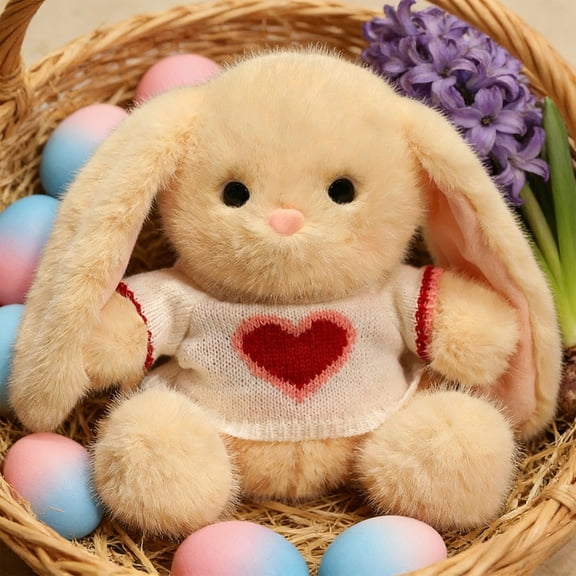 Elainilye Easter Plush Bunny Toy Stuffed Animal Easter Decorations Cute Bunny Doll for Kids Adults Spring Festival Gift Home Decor Tabletop Display