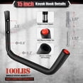 thumbnail image 3 of 10 Pack Garage Hooks Heavy Duty  15" & 3.5" Kayak Storage With Eva Pads 100lbs Capacity Large For Hanging Bikes Folding Chairs And Ladders, 3 of 6