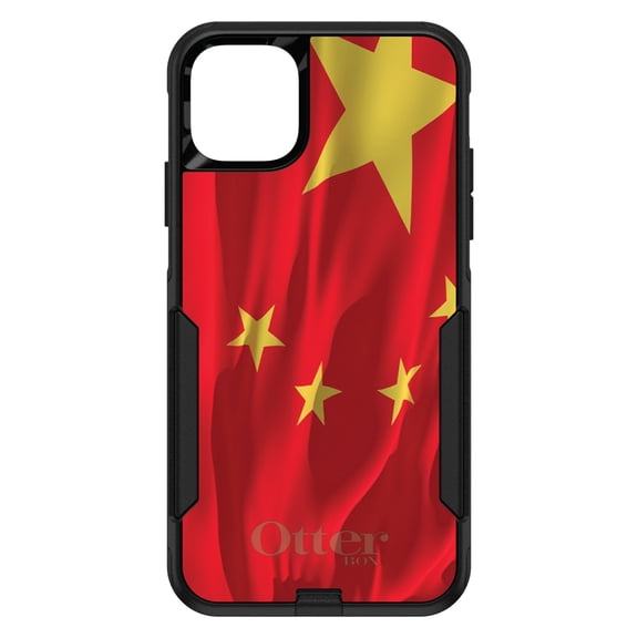 DistinctInk OtterBox Commuter Custom Case for Apple iPhone 15 (6.1" Screen) - China Waving Flag Chinese - Tempered Glass Back