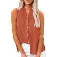 thumbnail image 6 of Alitao Button Down Shirts Linen Shirts Cotton Linen Shirts For Women Sleeveless Collared Tops Oversized Up Blouses Work Shirts Casual Summer Tshirt Tshirts Shirts Summer Tops Orange S, 6 of 9