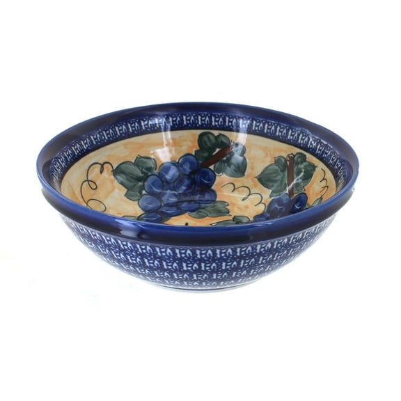 Blue Rose Polish Pottery Grapes Large Serving Bowl