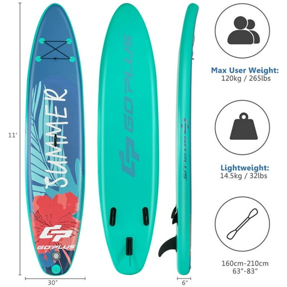 Spaco 10 Feet Inflatable Stand Up Paddle Board with Backpack Leash Aluminum Paddle-L, Wide Stable Design, Non-Slip Comfort Deck for Youth & Adults